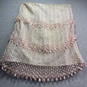 SHANI Crochet Boho Skirt Midi Fairy Pink Cream Cottage Hippie Plus Size 20